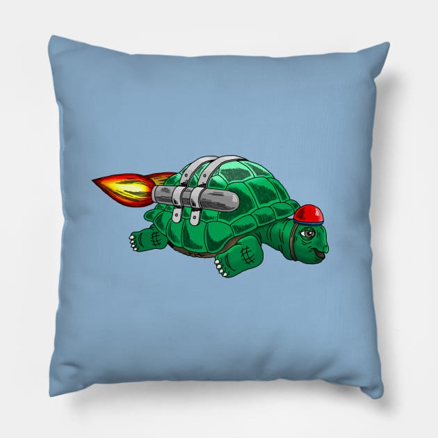 Rocket Turtle Pillow by Restarter