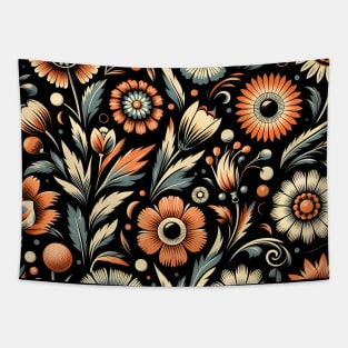 Orange Floral Motif Tapestry