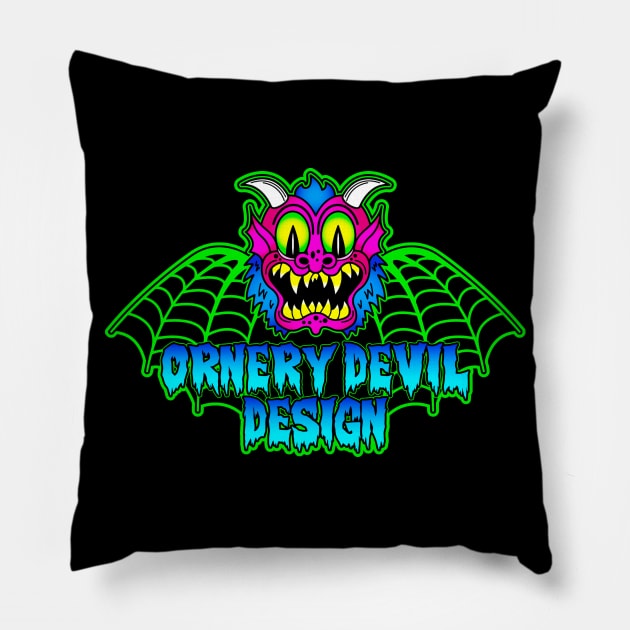 Blue Devil Pillow by OrneryDevilDesign