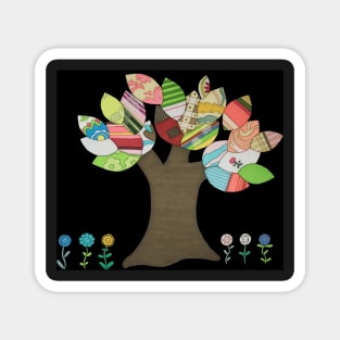 Button Tree on Black Magnet