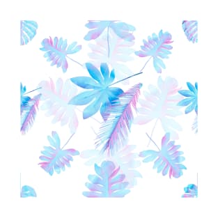 Monstera Leaves  in Blue Designs T-Shirt
