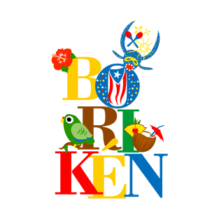 Puerto Rico Boriken Flag Flower Parrot Pina Colada Vejigante T-Shirt