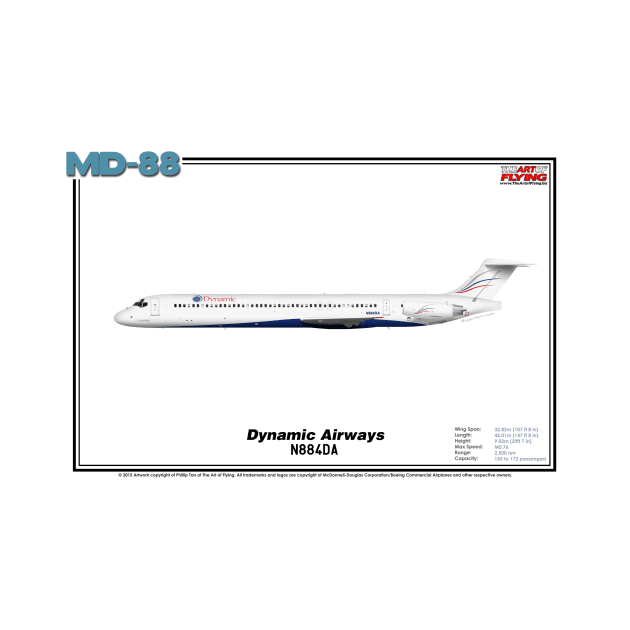 McDonnell Douglas MD-88 - Dynamic Airways (Art Print) by TheArtofFlying