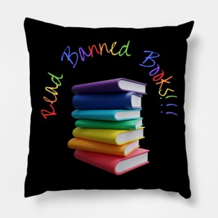 Read Banned Books - Rainbow Text Purple Pillow