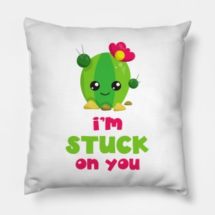 Cute Cactus, Kawaii Cactus, I'm Stuck On You Pillow