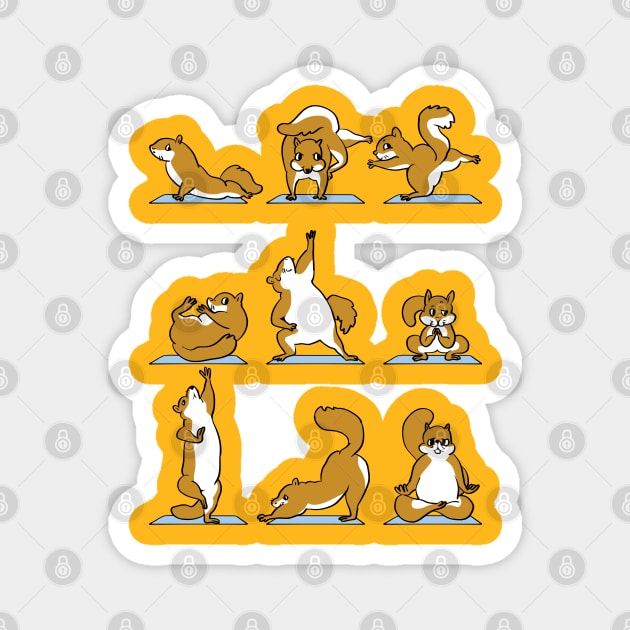 Squirrel Yoga Magnet by huebucket