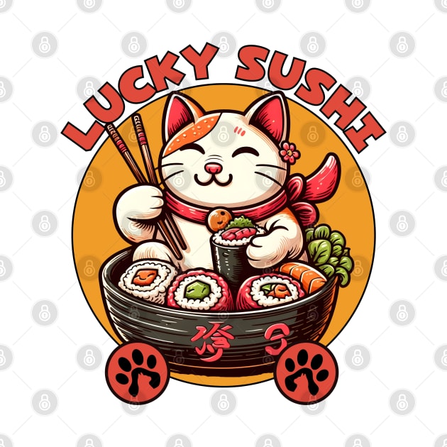 Maneki Neko Sushi lover by Japanese Fever