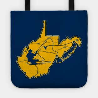 West Virginia Mountain Gold and Blue Fly Fishing Fish WV Tote