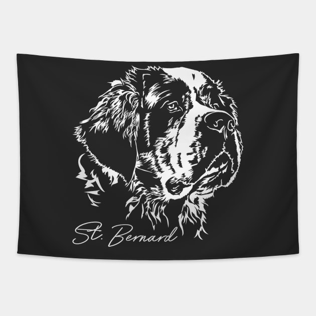 St Bernard dog lover dog portrait Tapestry by wilsigns