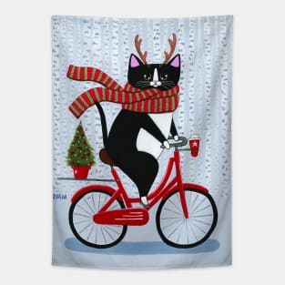 Christmas Bicycle Ride Tapestry