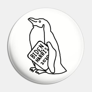 Penguin with Biden Harris Sign Outline Pin