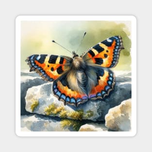 Pop Small Tortoiseshell - Watercolor Butterfly Magnet