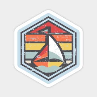 Retro Badge Sailboat Light Magnet