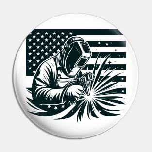 Welding American Welder USA Flag Pin