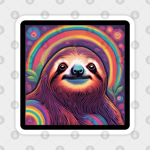 Psychedelic Sloth Magnet by tocksickart