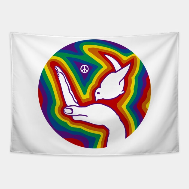 Rainbow Peace Dove Tapestry by Slightly Unhinged