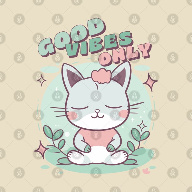 Good Vibes Only - Meditating Zen Kitty by DankFutura