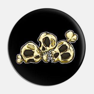 Spooky Halloween Skull Cartoon Illustration Bones Pin