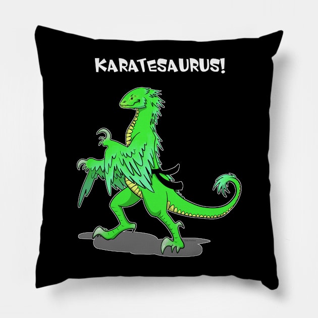 Karatesaurus - green for dark backgrounds Pillow by RubyMarleen