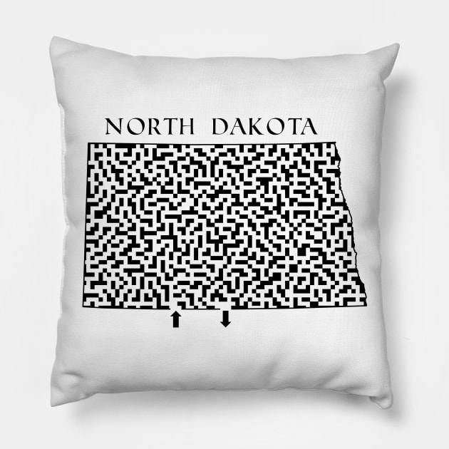 State of North Dakota Maze Pillow by gorff