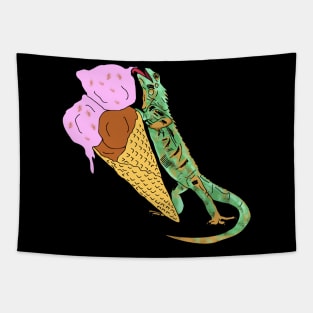 iguana eating ice cream doodle Tapestry