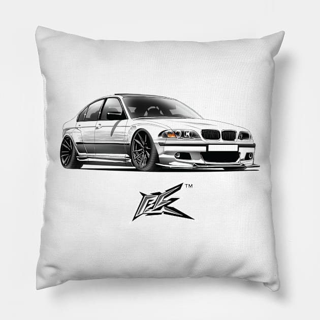 bmw 330i wide white Pillow by naquash