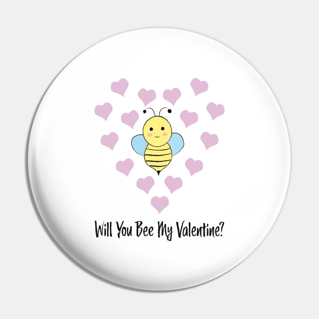 Will You Bee My Valentine Pin by Hedgie Designs