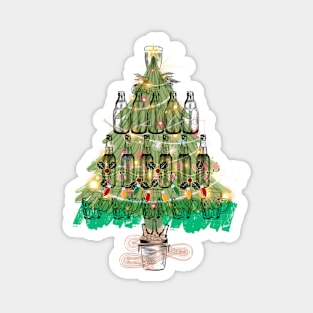 Christmas Tree Made of Beer Bottles Magnet