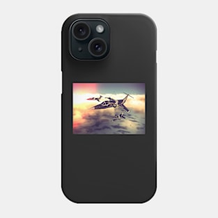 3 Starfighters flying over the ocean - retro Phone Case