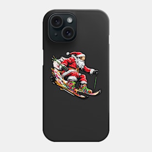 Santa Claus Skiing Downhill Phone Case