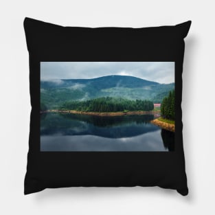 Lake Oasa at sunset in Romania Pillow