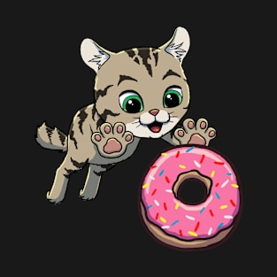 Highlander Cat excited to eat a donut T-Shirt