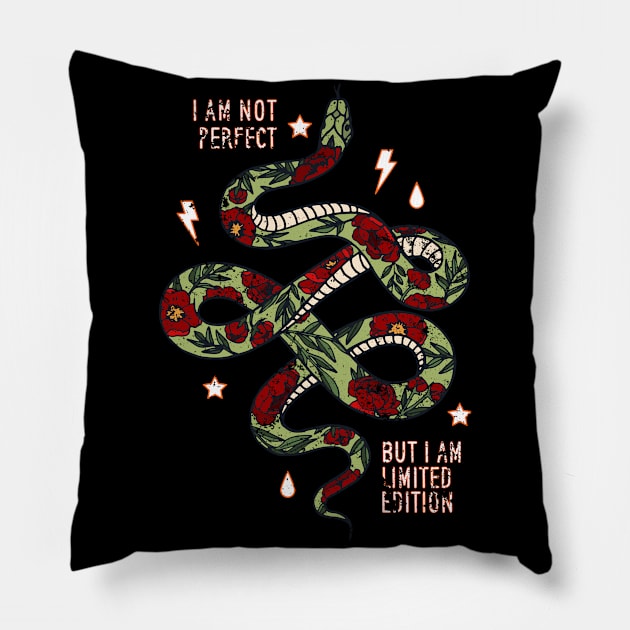 I am not perfect Snake Pillow by NJORDUR