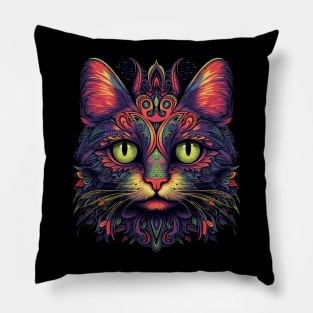 Colorful Abstract Cat Pillow