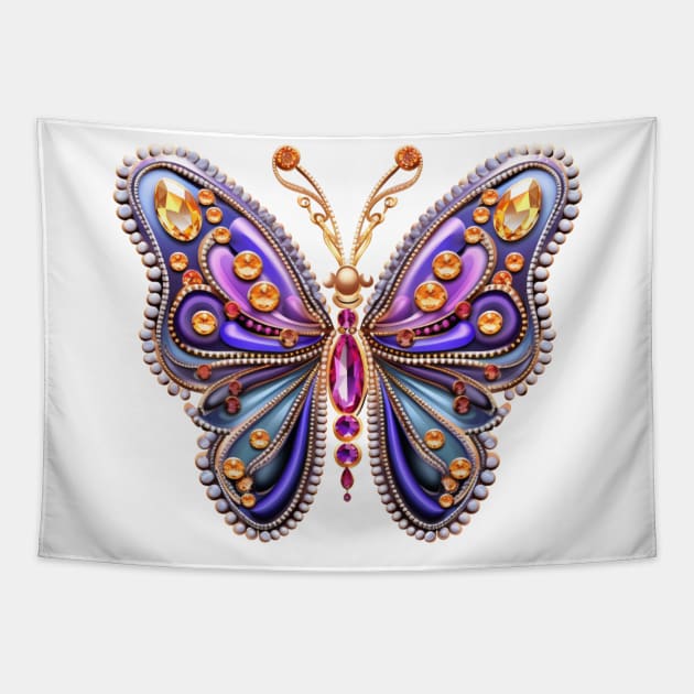 Bejeweled Butterfly #4 Tapestry by Chromatic Fusion Studio