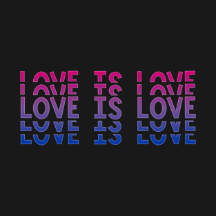 Vintage Retro Love is Love Bisexual Stacked Letters Bi Pride T-Shirt