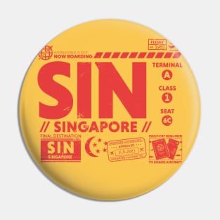 Vintage Singapore SIN Airport Code Travel Day Retro Travel Tag Pin