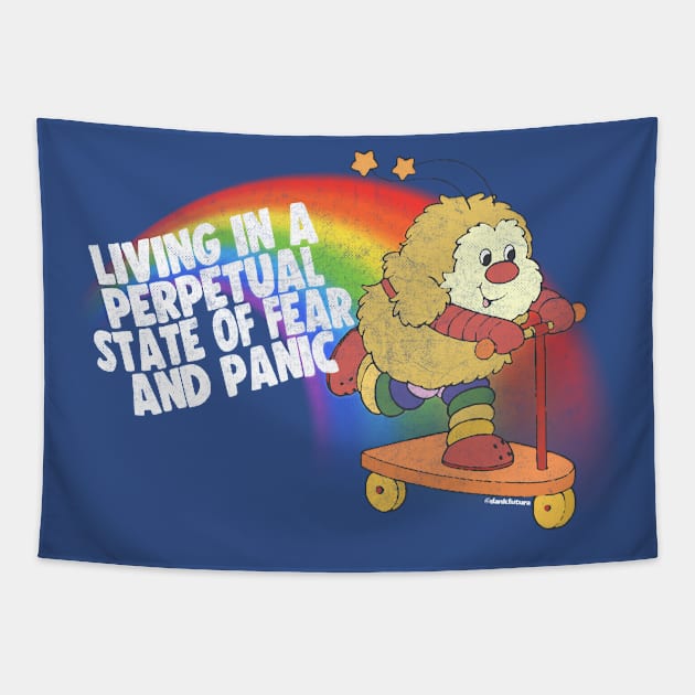 Living in a Perpetual State of Fear & Panic / Retro 80s Style Cartoon Nihilism Design Tapestry by DankFutura