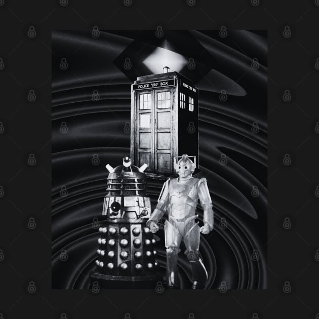 vintage black and white  tardis dr who by Love My..