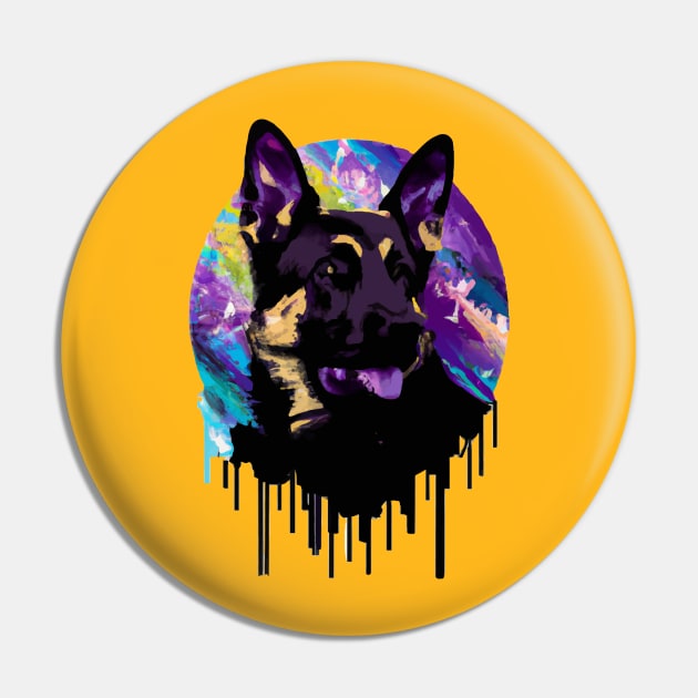 German Shepherd Illustration Design Pin by Furrban