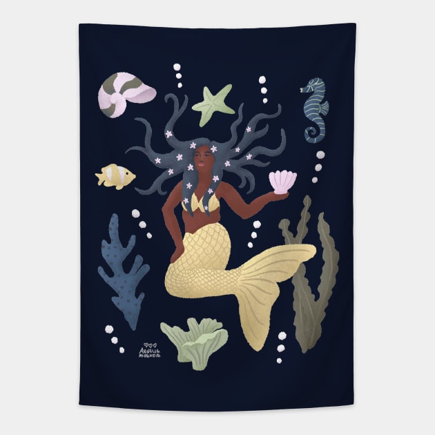 Mermaid Pose Tapestry by Annelie