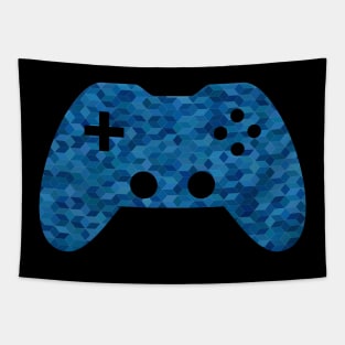 Blue Geometric Pattern - Gaming Gamer Abstract - Gamepad Controller - Video Game Lover - Graphic Background Tapestry
