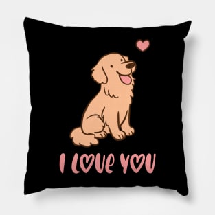 I love you cute golden Retriever illustration a wonderful gift for valentines day Pillow