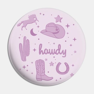Pastel Cowboy Hat and Boot Pattern Mauve Cowgirl Aesthetic Pin