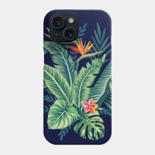 Tropical Banana Monstera Palm Leaves & Flowers Phone Case