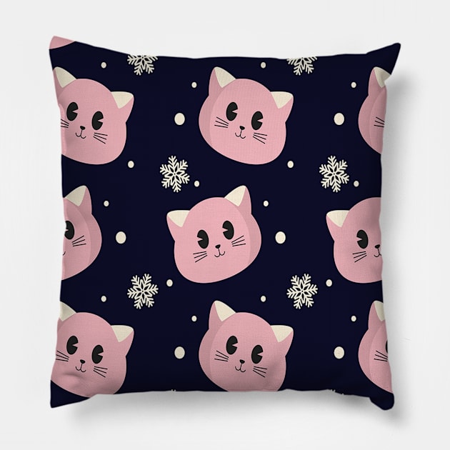 Pink Cats Pattern Pillow by Family shirts