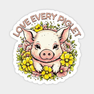 Love Pigs in Flowers Magnet