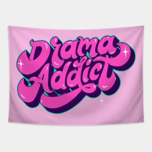 Drama Addict // Funny Retro Word Art Tapestry