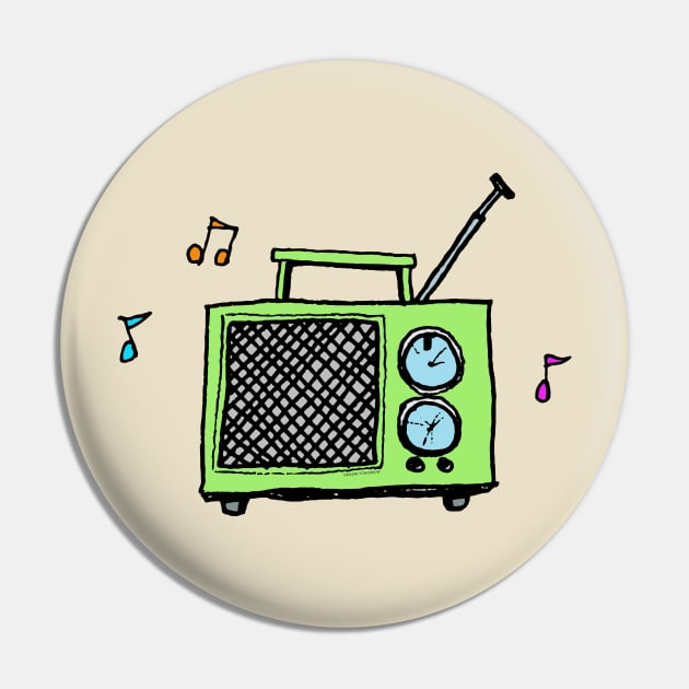 Classic Retro Radio in Cute Green Pin by callingtomorrow