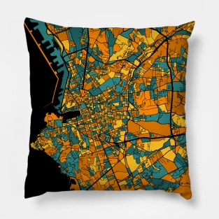 Marseille Map Pattern in Orange & Teal Pillow